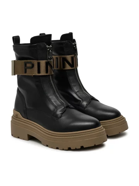 Buty do kostki Pinko skórzane czarne