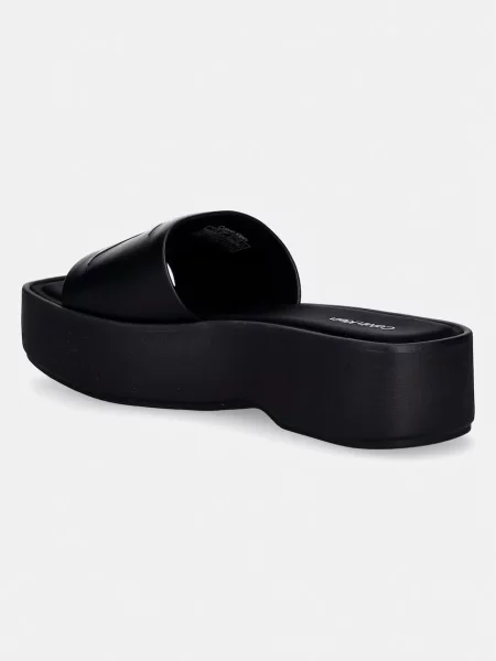 Calvin Klein klapki skórzane FLATF SNDL LTH MG czarne