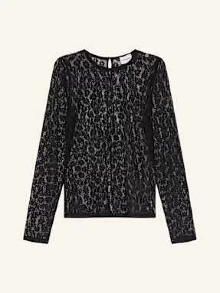 Claudie Pierlot Koszulka Z Długim Rękawem Z Siateczki schwarz czarna