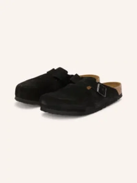 Semišové pantofle Birkenstock Boston černá