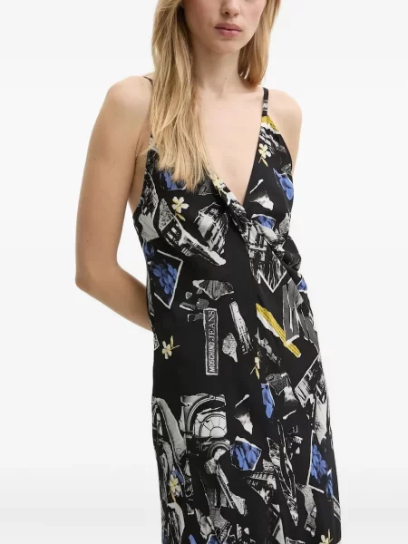 Костюм дънкова рокля Moschino Jeans с принт черно
