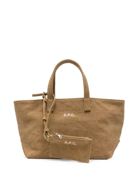 Geantă shopper A.p.c. din canvas cu autograf