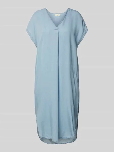 Sukienka z lyocellu o długości do kolan z dekoltem w serek model ‘Carly’ Free/quent