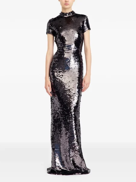 Rochie maxi 16arlington cu paiete de costum maro