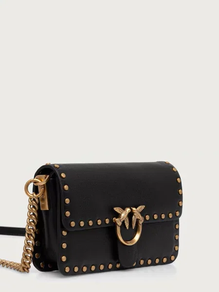 Pinko crossbody kabelka dámska kožená čierna