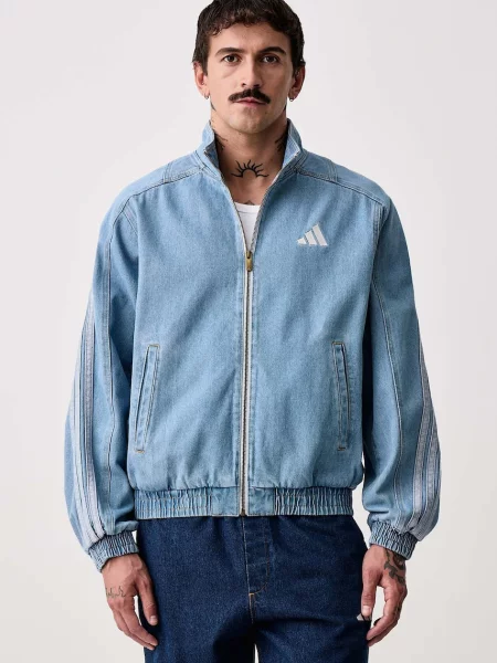 Geacă de blugi Adidas alergare albastru