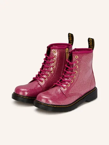 Šněrovací kotníkové boty Dr. Martens růžové