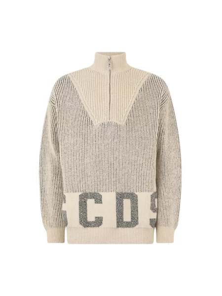Sweter z golfem Gcds beżowy
