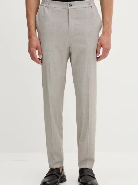 HUGO pantaloni slim fit pentru bărbați cu amestec de lână bej