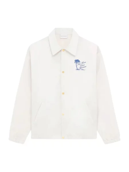 Drole de Monsieur Kurtki Mężczyzna Biały XL Len Graphic Shirt Jacket beżowa