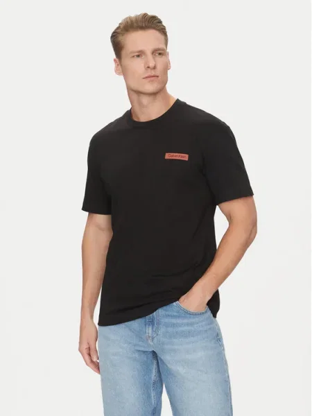 Тениска Calvin Klein с принт черно