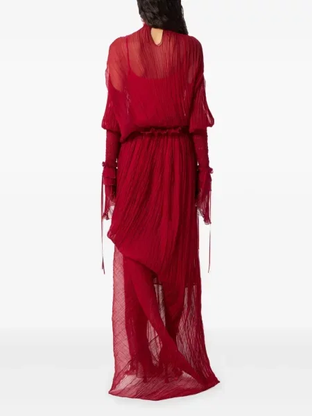 Rochie maxi Blumarine cu volane de costum roșu