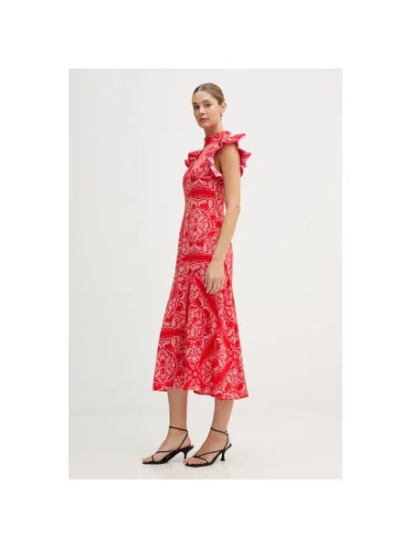Sukienka maxi Never Fully Dressed z wzorem paisley czerwona