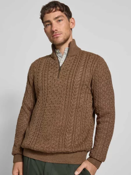 Sweter z dzianiny z prążkowanymi wykończeniami model ‘BLUSEAN’ Jack & Jones Premium