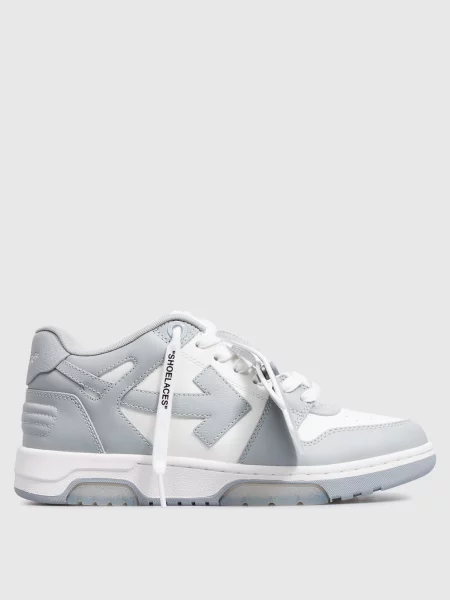 Шкіряні кросівки Out Of Office з принтом логотипа Off-white сірі