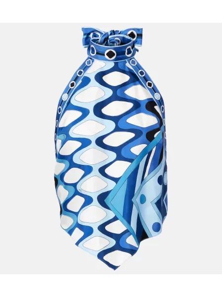 Cropp top Pucci de mătase cu imagine albastru
