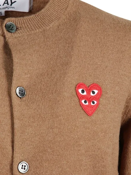 Vuneni kardigan Comme Des Garçons Play s uzorkom srca smeđa