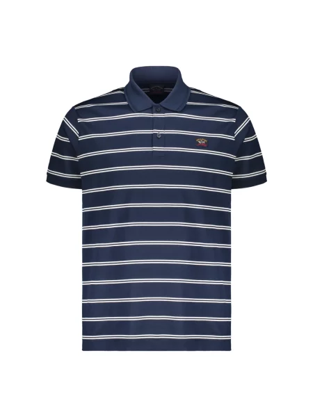 Koszulka polo Paul & Shark w paski z paskiem niebieska