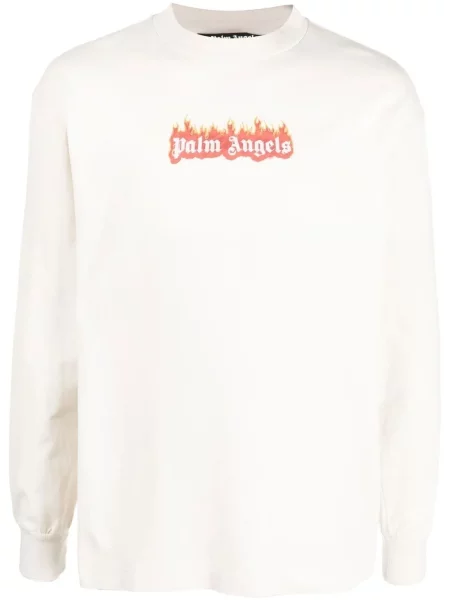 Hanorac crewneck Palm Angels cu imagine alb