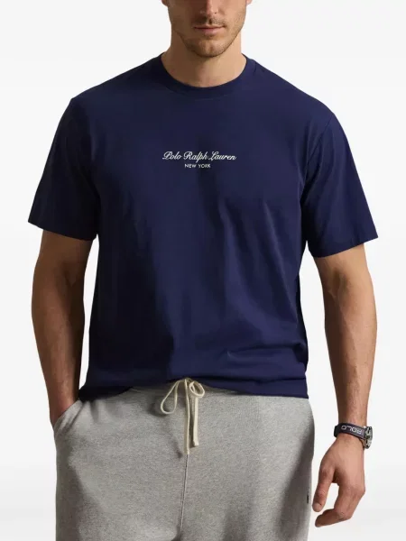 Поло тениска Polo Ralph Lauren с автограф синьо