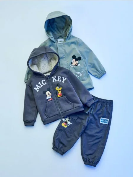 Sinsay Džíny s nášivkami Mickey Mouse šedá