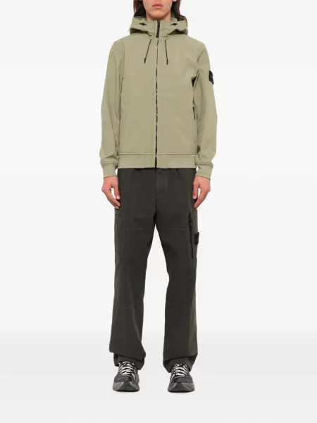 Geacă Stone Island cu glugă cu strasuri verde