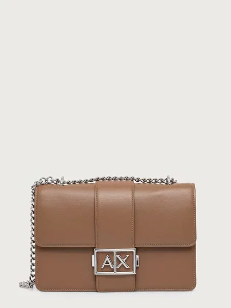 Armani Exchange crossbody kabelka z imitace kůže hnědá