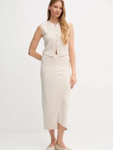 Спідниця з шерстю OUI maxi олівець бежевий