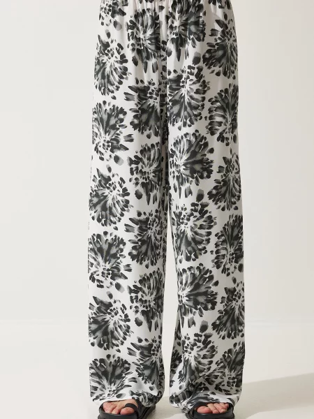 Happiness İstanbul Pantaloni ecru / gri negru