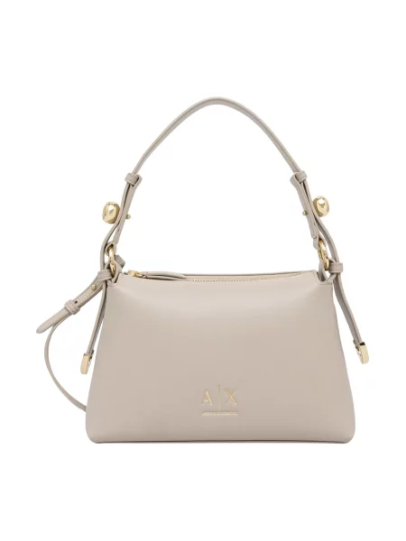 Torebka Armani Exchange skórzana beżowa