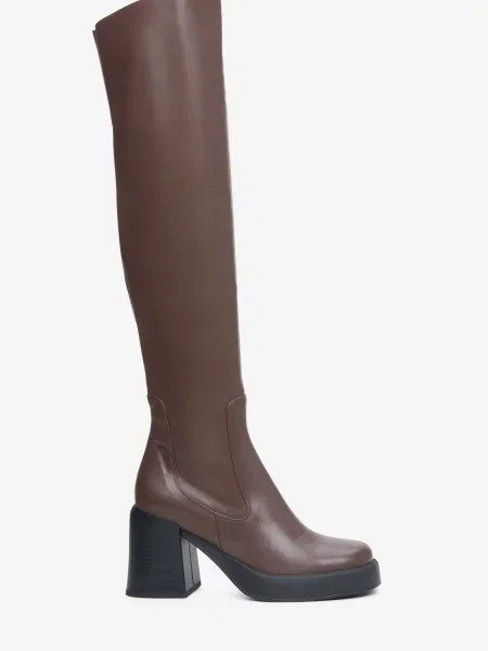 Кожаные сапоги Estro коричневые