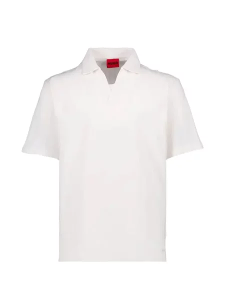 Gulerat tricou polo Boss cu dungi din jacard alb