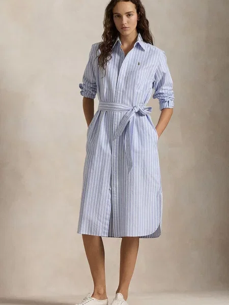 Polo Ralph Lauren rochie din midi drept albastru