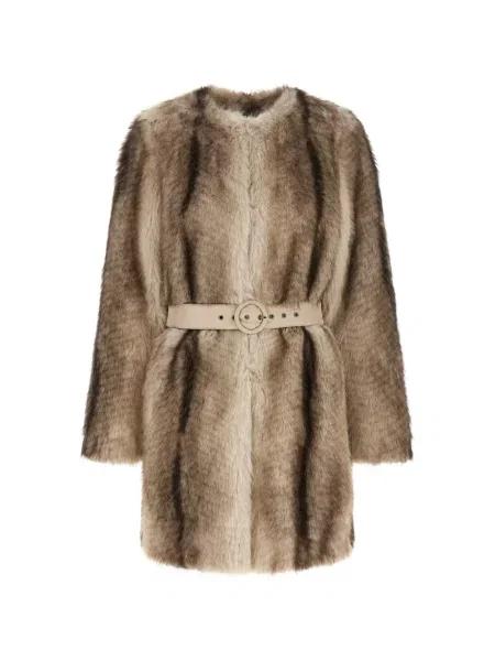 Cu centură palton Twinset cu gradient maro