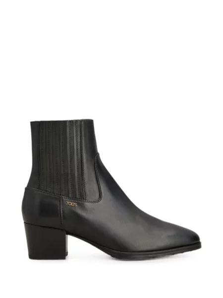 Cizme scurte Tod's din piele cu autograf negru