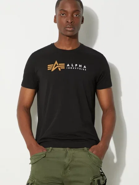 T-shirt z nadrukiem z logo Alpha Industries czarna