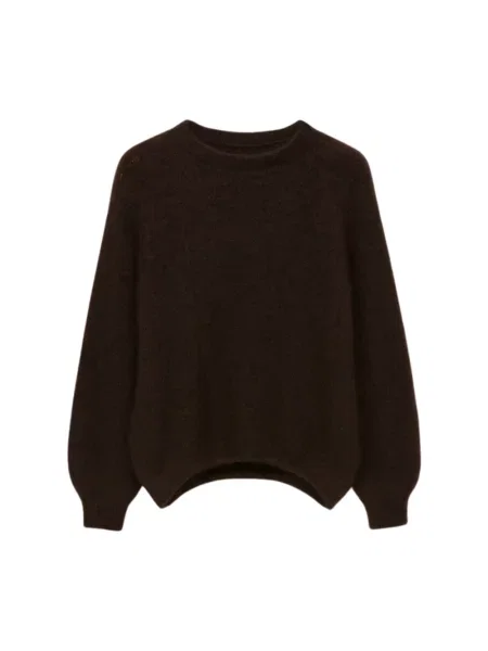 Moherowy sweter Opal Studio bezszwowy brązowy