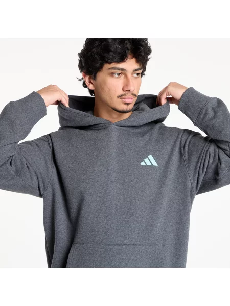 Суичър с качулка Adidas Performance с качулка с принт сиво
