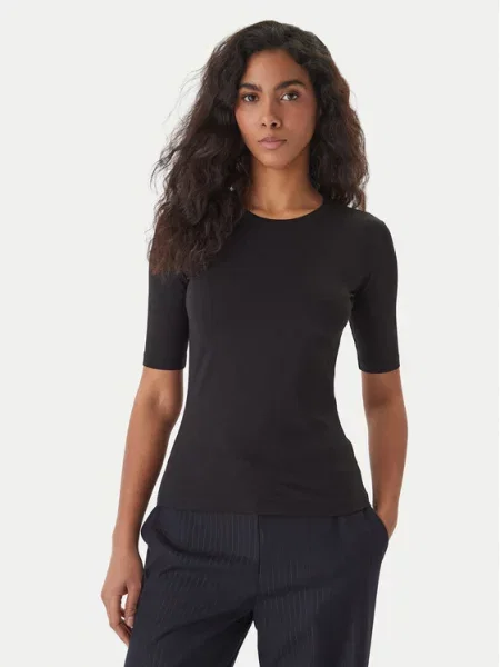 HUGO Red Tricou Darnelia / alb negru