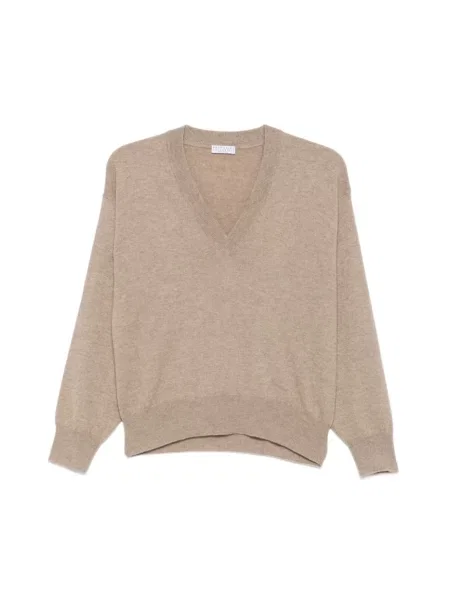 Sweter Brunello Cucinelli brązowy