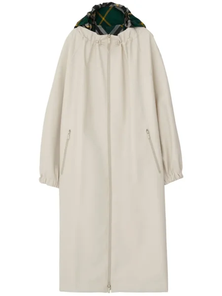 Parka Burberry w kratkę z kapturem