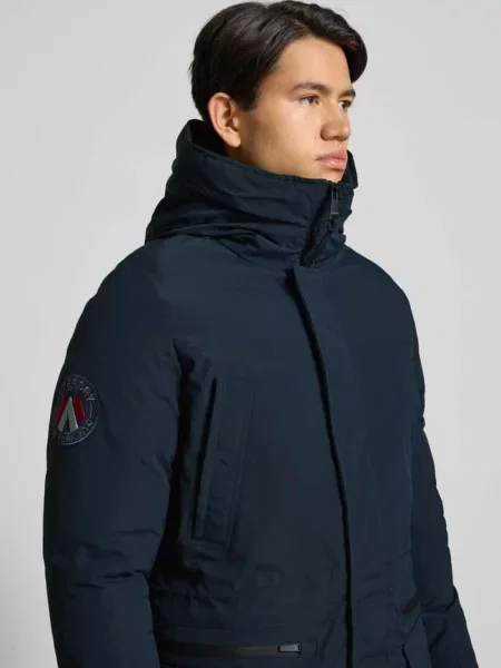 Parka z kapturem Superdry granatowa