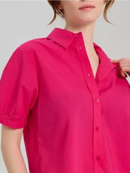 Сорочка блуза з пишними рукавами фуксія