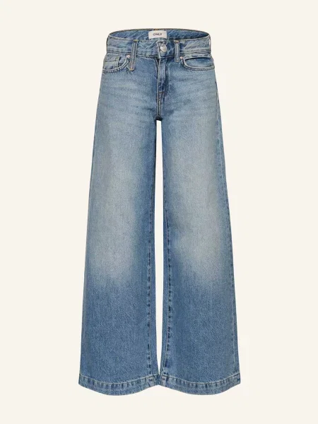 Only Džíny High Waist Wide medium blue denim modré