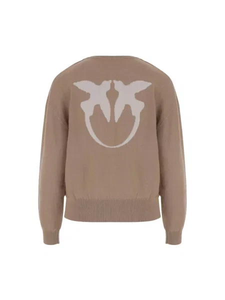 Sweter Pinko z kaszmiru z logo beżowy