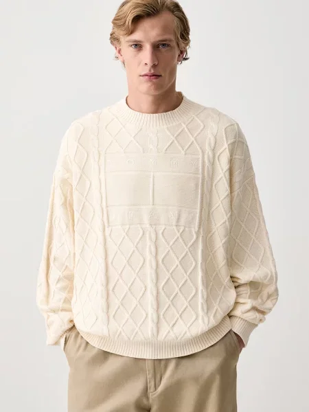 Tommy Jeans pulover pentru bărbați din bej