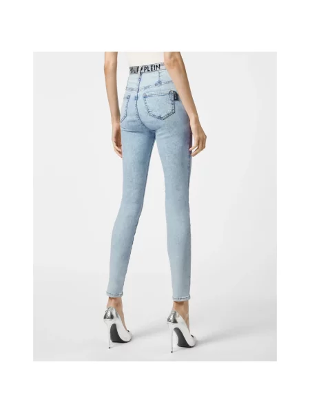Jeansy Philipp Plein z wysoką talią niebieskie