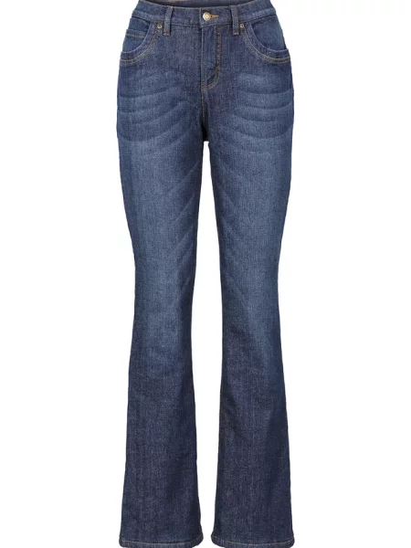 Jeansy bootcut z wysokim stanem ocieplane niebieskie