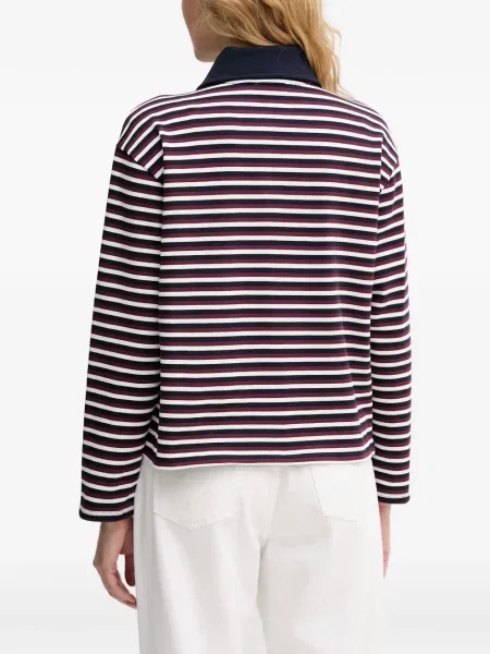 Ριγέ μακρύς polo Benetton λευκό
