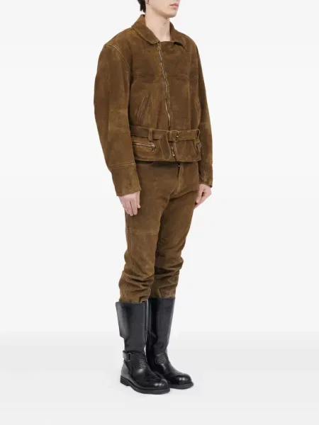 Кожено яке Mm6 Maison Margiela кафяво